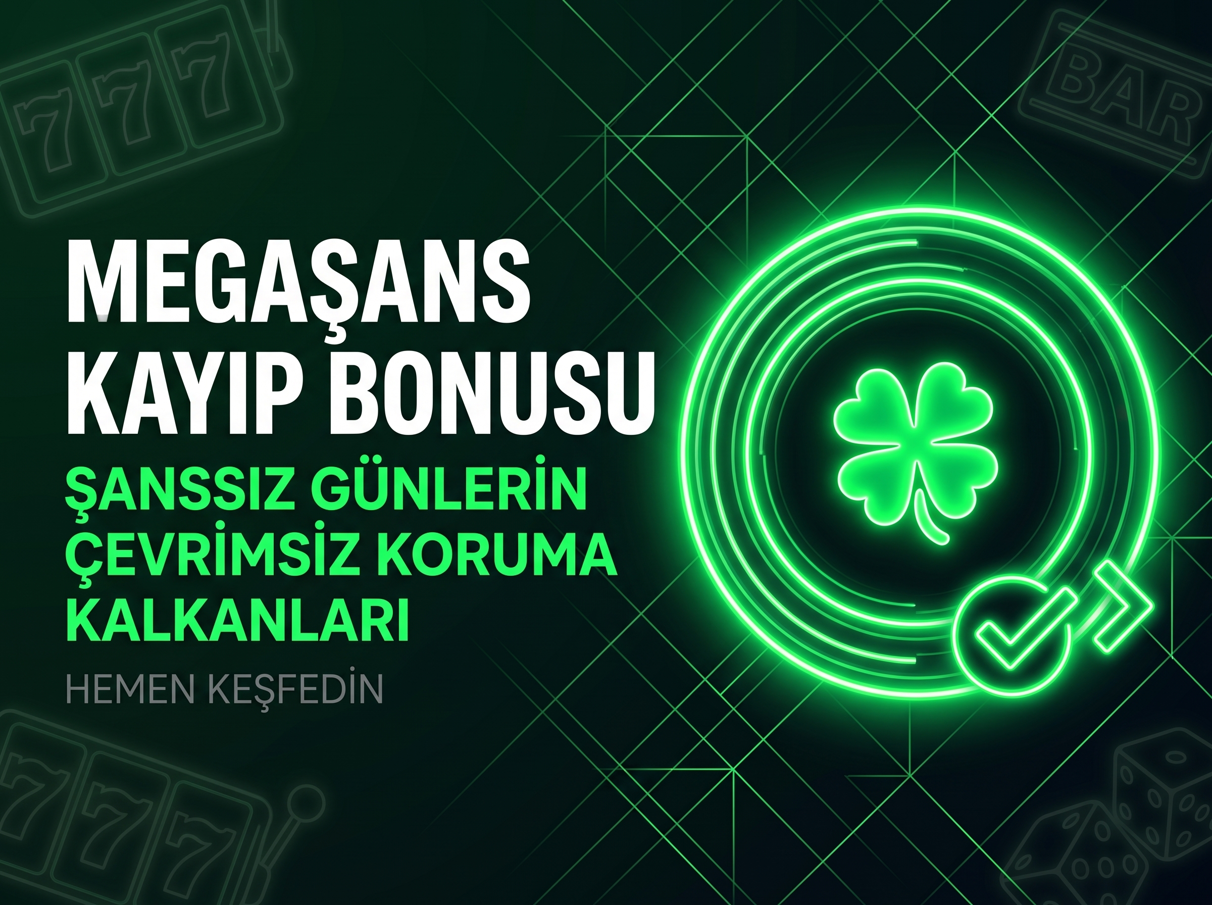 Megaşans platformundaki çevrimsiz slot ve spor kayıp bonusu iade koruma kalkanını temsil eden 3D dijital veri görseli